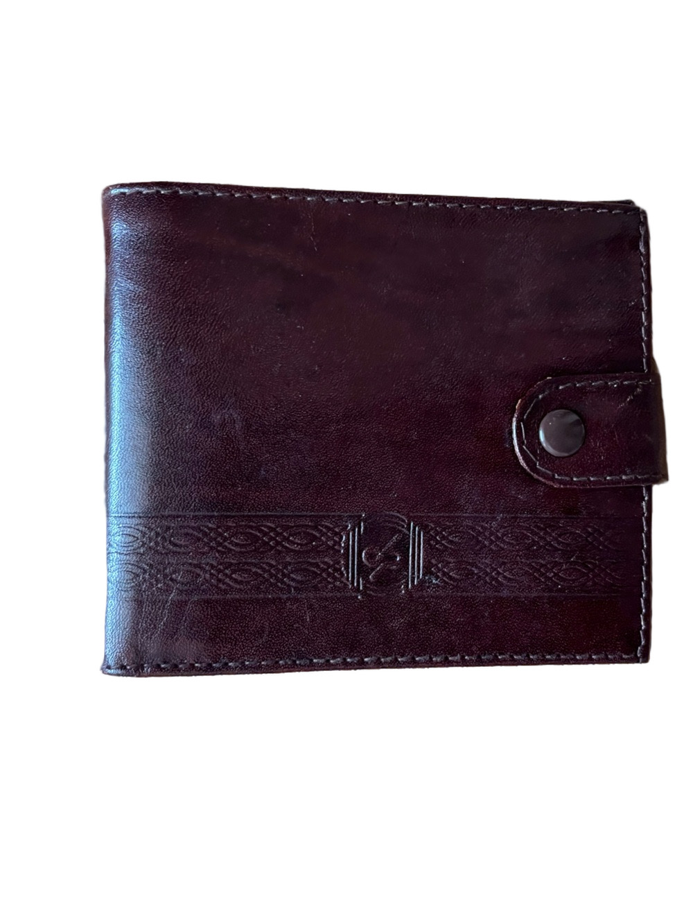 Vintage Oxblood Italian Leather Bifold Wallet Celtic Knot Fiocchi Snap